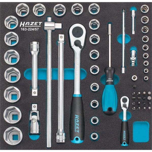 Hazet 57 Pce Socket Set 163-224/57 Modular Insert Tray