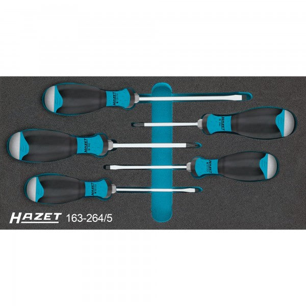 Hazet 5 Pce Screwdriver Set With Impact Cap 163-264/5 SL & PH Modular Insert Tray