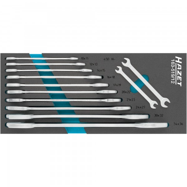 Hazet 12Pce Double Open-End Wrench Set 6-36mm 163-519/12 Modular Insert Tray