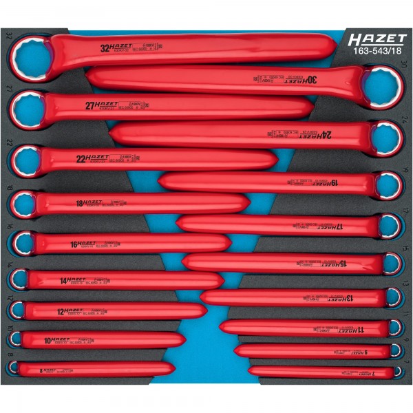 Hazet 18Pce VDE 12 Point Box-End Wrench Set 163-543/18 Modular Insert Tray