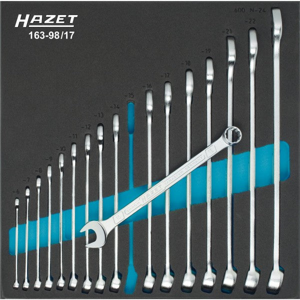 Hazet 17Pce Metric Combination Wrench Set 163-98/17 Modular Insert Tray