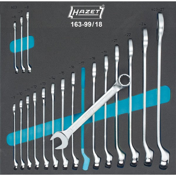 Hazet 18Pce Metric Combination Wrench Set 163-99/18 Modular Insert Tray