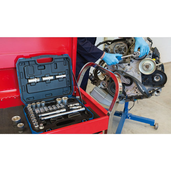 Draper Tools 1/2 Sq. Dr. Combined MM/AF Socket Set, 33 Pce