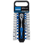 Draper Tools Combined MM/AF Socket and Ratchet Set 3/8