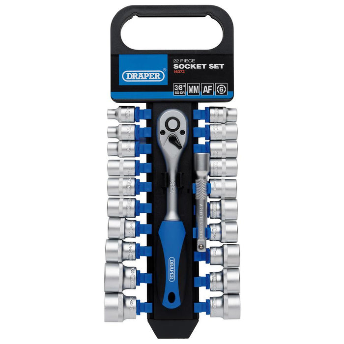 Draper Tools Combined MM/AF Socket and Ratchet Set 3/8