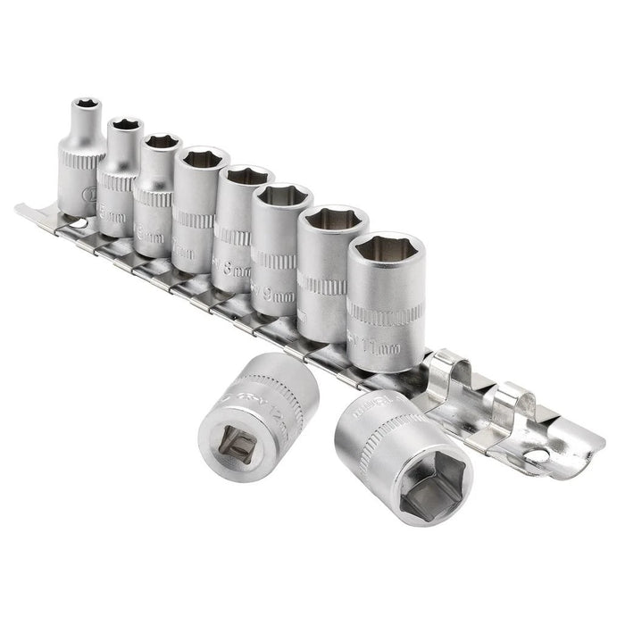 Draper Tools 1/4 Sq. Dr. Metric Sockets on Metal Rail (10 piece)