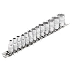 Draper Tools 1/4 Sq. Dr. Metric Socket Set on Metal Rail (13 Piece)