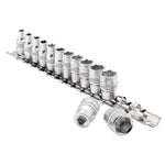 Draper Tools 1/4 Sq. Dr. Metric Socket Set on Metal Rail (13 Piece)