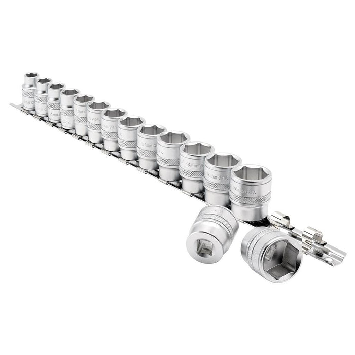 Draper Expert HI-TORQ® Metric Socket Set on a Metal Rail, 3/8
