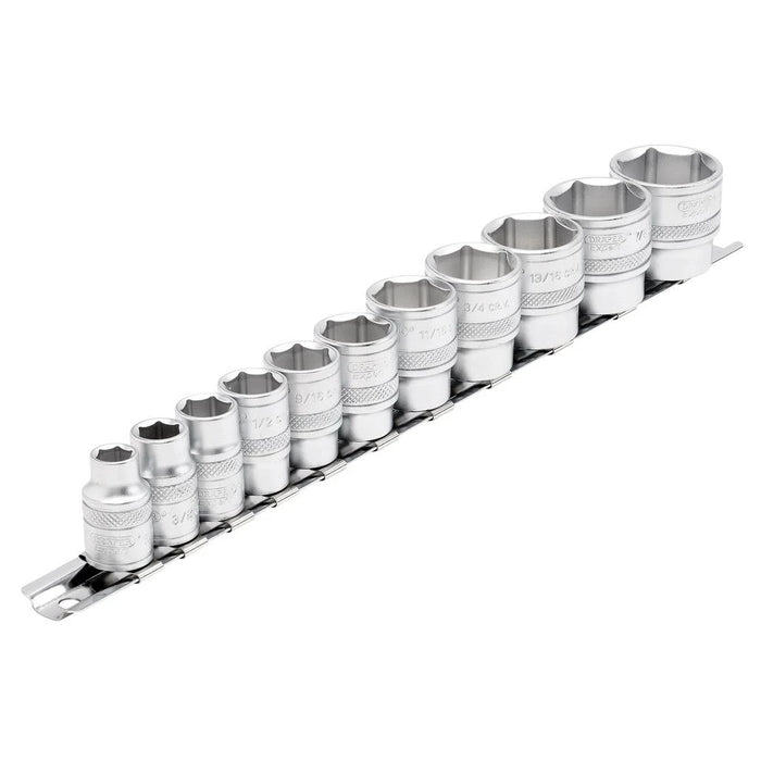 Draper Expert Imperial Socket Set on a Metal Rail, 3/8