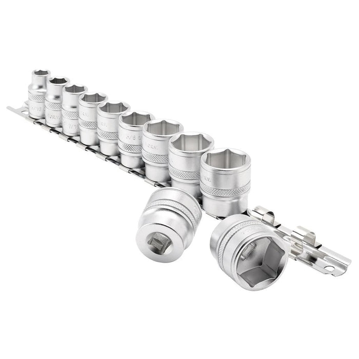 Draper Expert Imperial Socket Set on a Metal Rail, 3/8