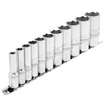 Draper Tools 3/8 Sq. Dr. Imperial Deep Socket Set on Metal Rail (11 Piece)