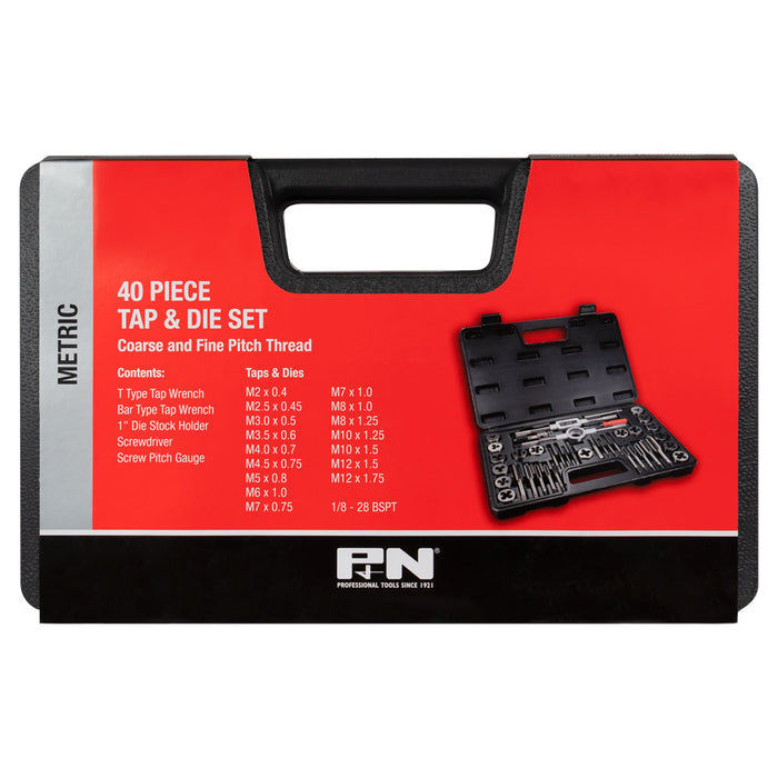 P&N Tap & Die Set 40Pce Metric Carbon Steel
