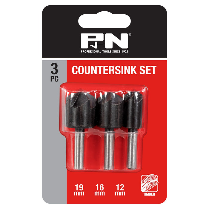 P&N Countersink Set 3Pce 12, 16 & 19mm HCS