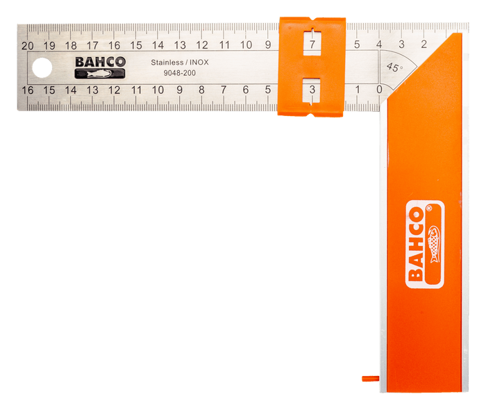 Bahco 9048-300 Carpenter's Square with Stainless Steel Blade and Sliding Marker