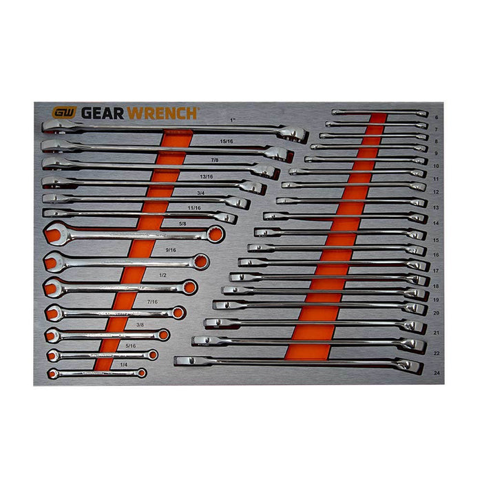 Gearwrench 31 Piece Combination Long Pattern Wrench Metric & SAE Set in EVA Tray 83991
