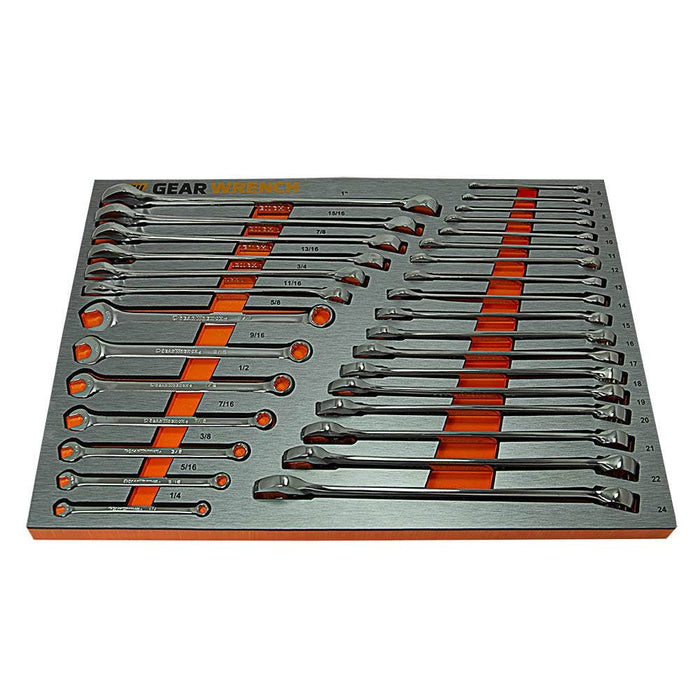 Gearwrench 31 Piece Combination Long Pattern Wrench Metric & SAE Set in EVA Tray 83991