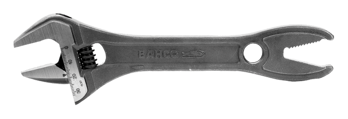 Bahco Wide Jaw Adjustable Wrench (Serrated Pipe Jaws / Phosphate Finish) 209mm/8in