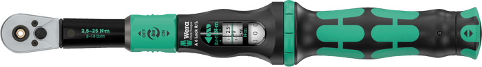 Wera Click-Torque Lock A6 R/L Adjustable Torque Wrench with Torque Lock Function, Continuous Bit Mounting 1/4