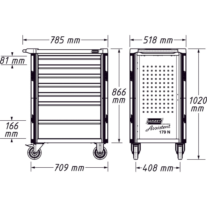 Hazet 70 Pce 7 Drawer Tool Trolley Assistent 179NX-7/70KV