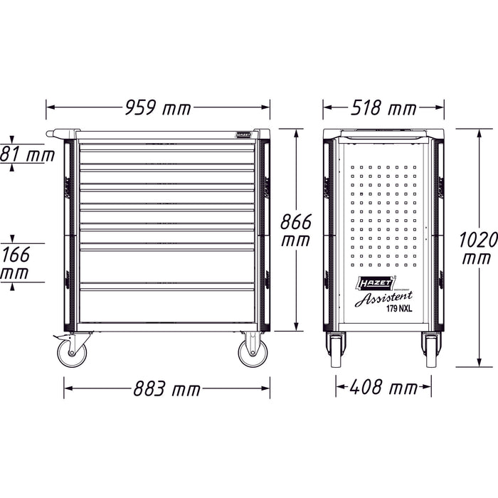 Hazet 7 Drawer Tool Trolley Assistent 179NXL-7