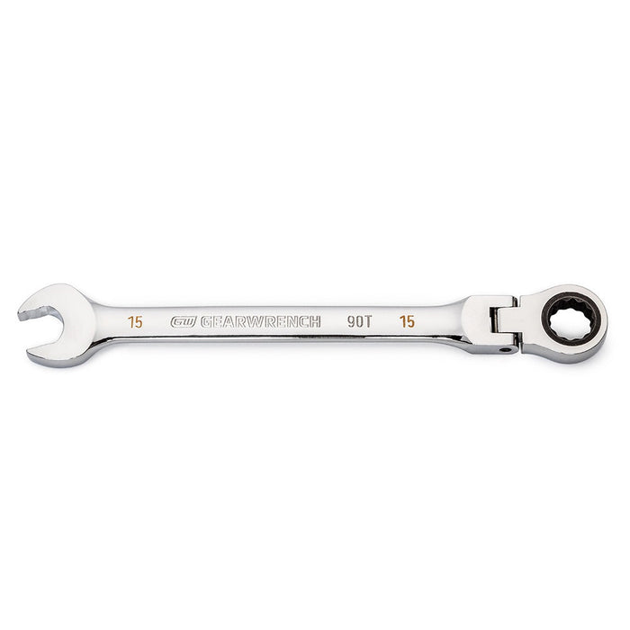 Gearwrench 15mm 90-Tooth 12 Point Flex Head Ratcheting Combination Spanner 86715