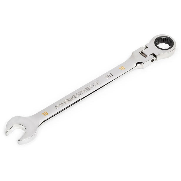 Gearwrench 18mm 90-Tooth 12 Point Flex Head Ratcheting Combination Spanner 86718