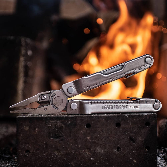 Leatherman 17 Tool Rebar Lightweight Multi-Tool with Nylon Sheath Silver Peg