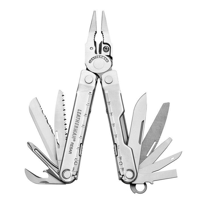 Leatherman 17 Tool Rebar Lightweight Multi-Tool with Nylon Sheath Silver Peg