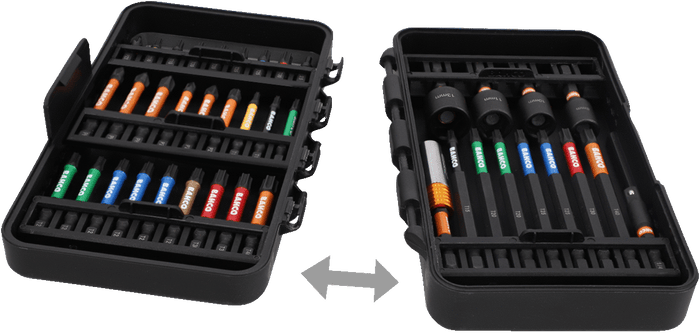 Bahco 1/4” Impact Torsion Bit Set for Phillips/TORX®/Robertson/Hex Head Screws 38 Pcs