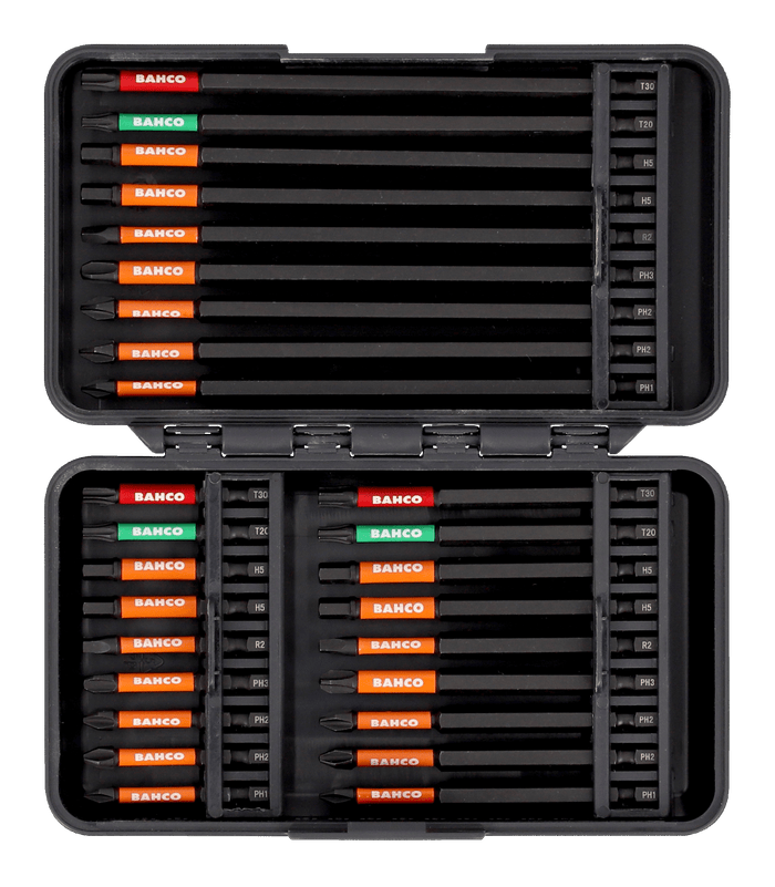 Bahco 1/4” Impact Torsion Bit Set for Phillips/TORX®/Robertson/Hex Head Screws 27 Pcs