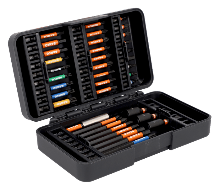 Bahco 1/4” Impact Torsion Bit Set for Phillips/TORX®/Robertson/Hex Head Screws 38 Pcs