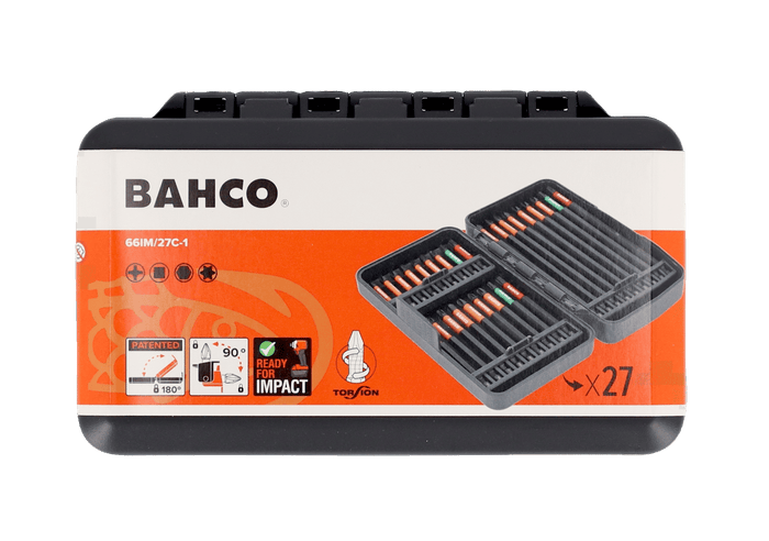 Bahco 1/4” Impact Torsion Bit Set for Phillips/TORX®/Robertson/Hex Head Screws 27 Pcs