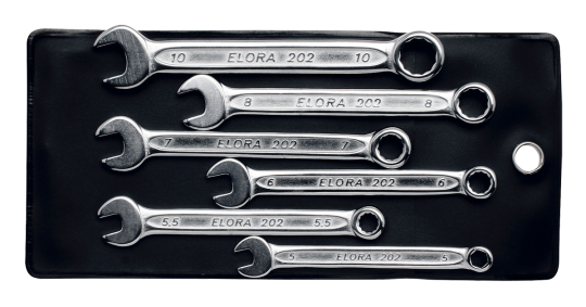 Elora 202S 8M Combination Spanner 6 Pce Set Metric Extra Short