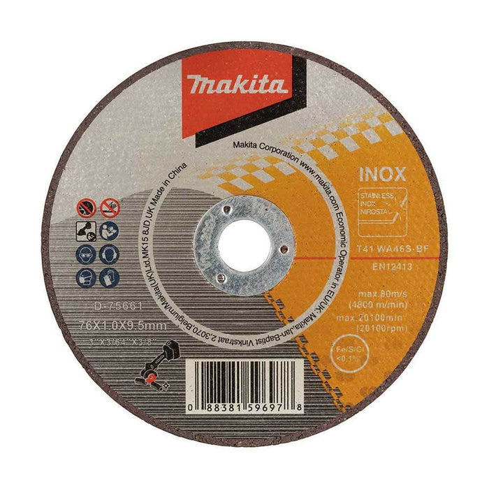 Makita 76mm x 3/8 x 1mm Cut Off Wheel Pack, 5pk
