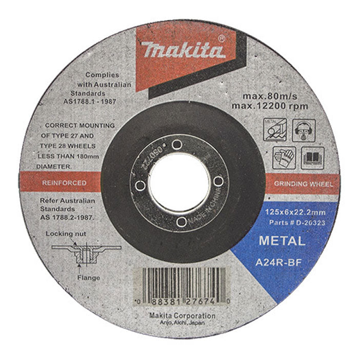 Makita 115 x 6 x 22.23mm D/C Met Grind Disc 5 Pk