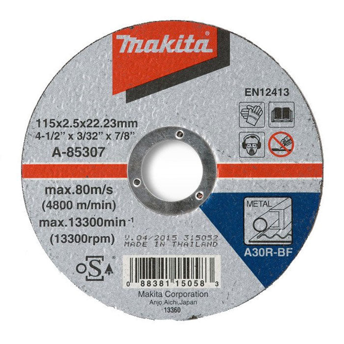 Makita 115 x 2.5 x 22.23mm Metal Cut Disc 10 Pk