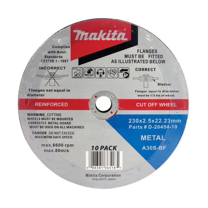 Makita 230 x 2.5 x 22.23mm Metal Cut Disc 10 Pk