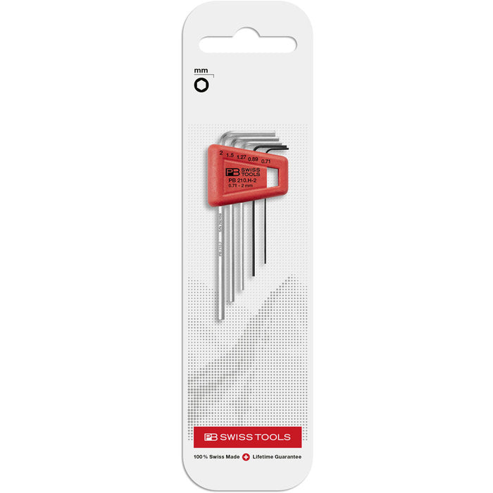 PB Swiss 5 Pce Metric Hexagon Key L-Wrench Set (0.71-2mm) in Blister Pack