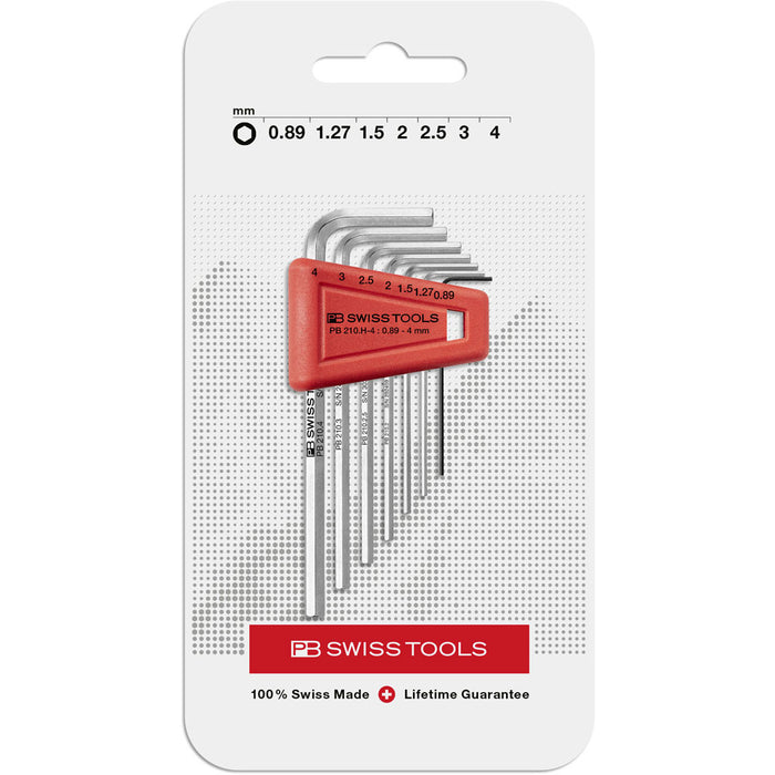 PB Swiss 7 Pce Metric Hexagon Key L-Wrench Set in Blister Pack (0.89-4mm)