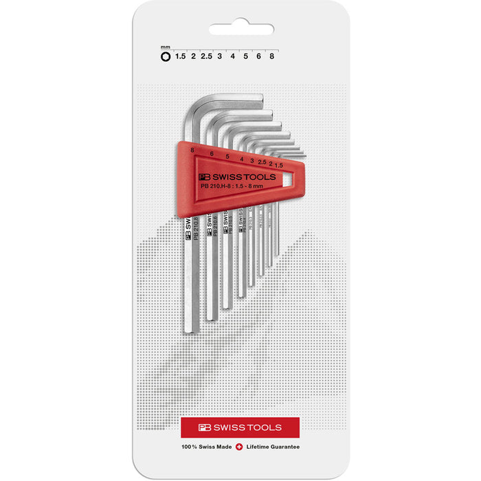 PB Swiss 8 Pce Metric Hexagon Key L-Wrench Set in Blister Pack (1.5-8mm)