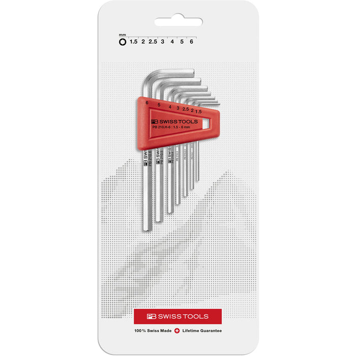 PB Swiss 7 Pce Metric Hexagon Key L-Wrench Set (1.5-6mm) In Blister Pack