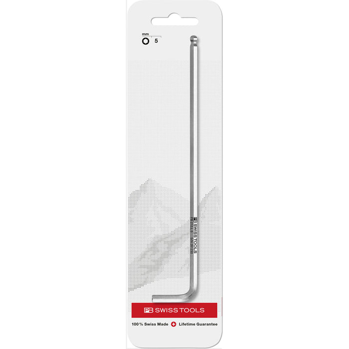 PB Swiss 212.L5 Key L-Wrench 5mm Long with Ball Point in Skin Pack