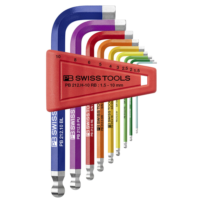 PB Swiss Rainbow 9 Pce Metric Ball End Hex Key Set (1.5-10mm)