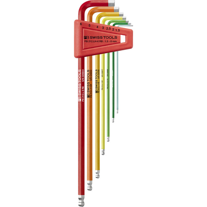 PB Swiss Rainbow 7 Pce Metric Long Ball End Hex Key Set (1.5-6mm)