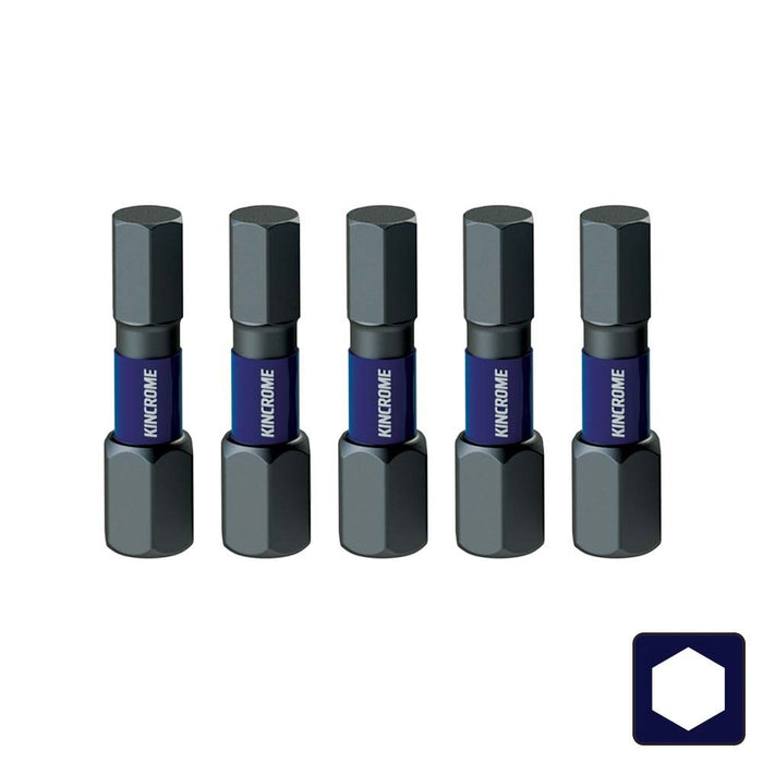 Kincrome Hex 5mm Impact Bit 25mm 5 Piece