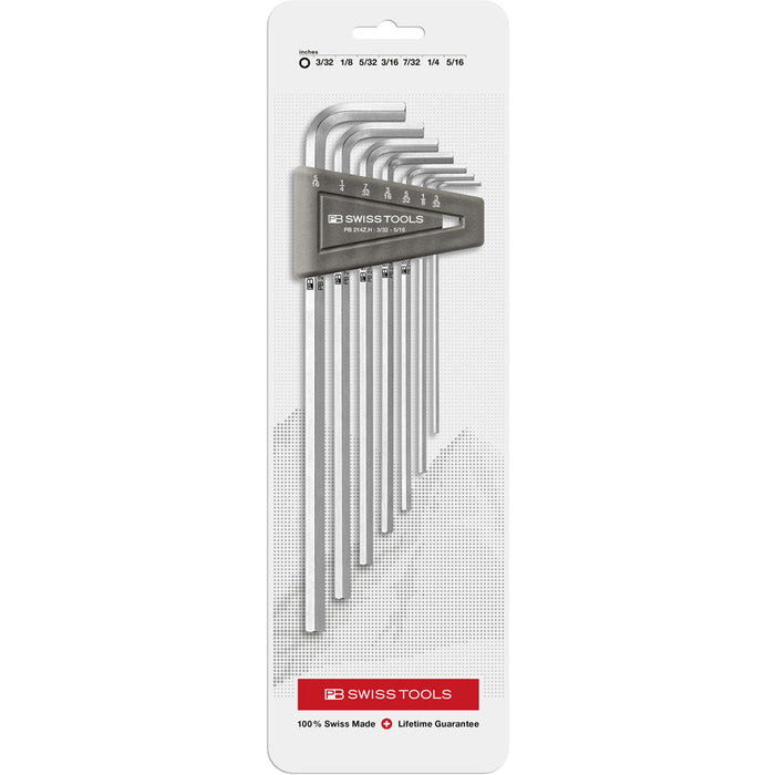 PB Swiss 7 Pce Imperial Long Arm Hex Key L-Wrench Set in Blister Pack (3/32