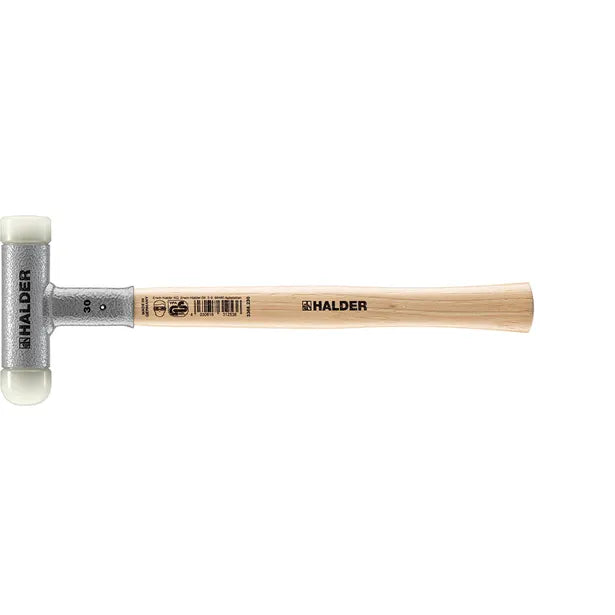 Halder Soft-Face Mallet Non-Rebound Hickory Handle Ø 40mm Nylon Rounded Insert 715g
