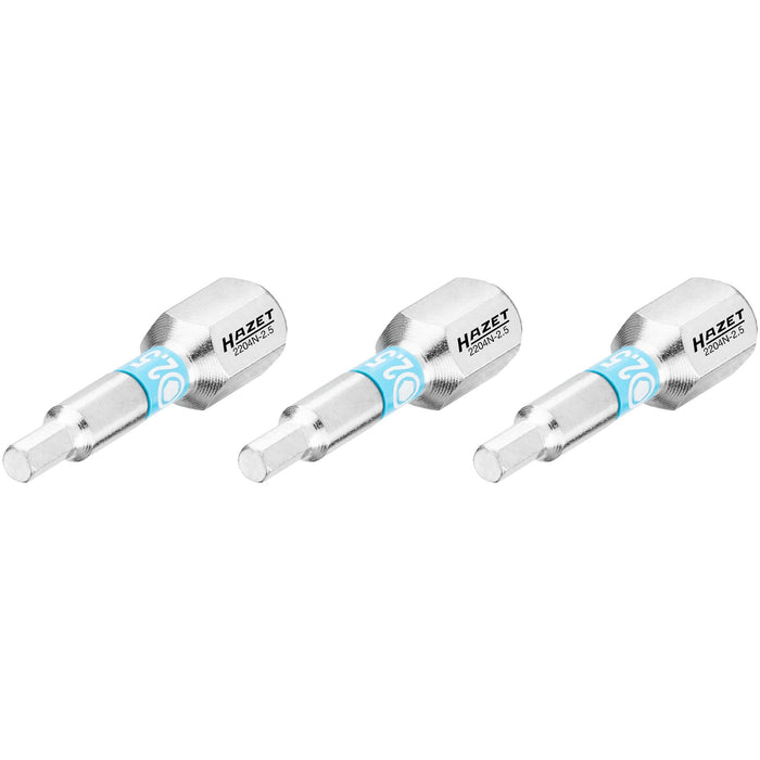 Hazet Hexagon Bit 2.5mm 3 Pack 2204N-2.5/3