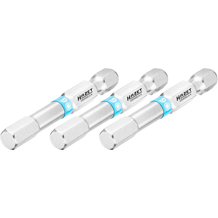 Hazet Extra Long Hexagon Bit 6mm 3 Pack 2204NSLG-6/3